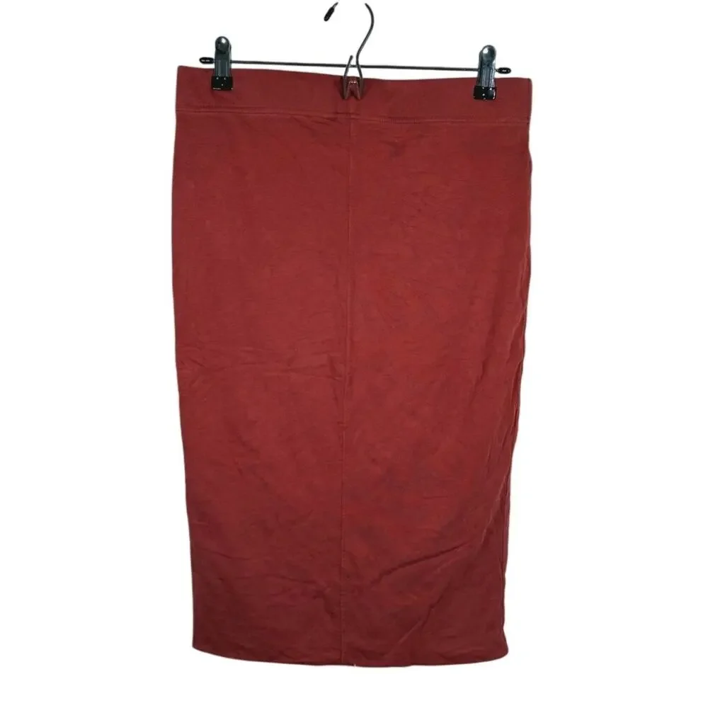 Peruvian Connection Pima Cotton Midi Pencil Skirt Size M Red Quiet Luxury Work
